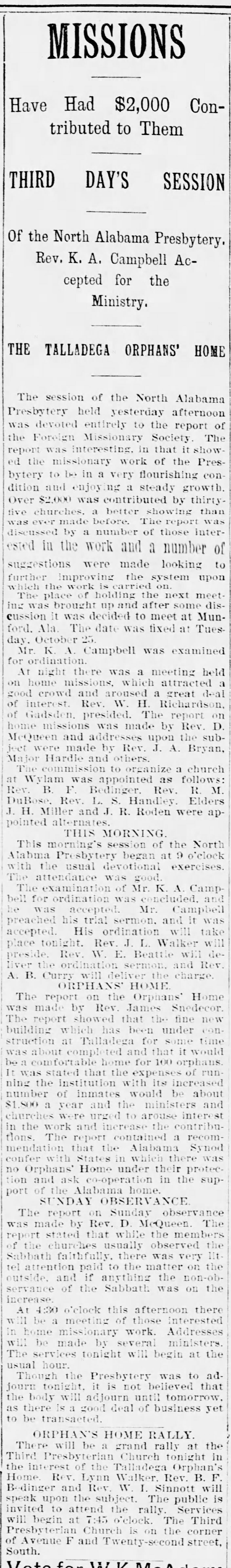 Missions Have Had $2,000 Contributed To Them Third Day's Session